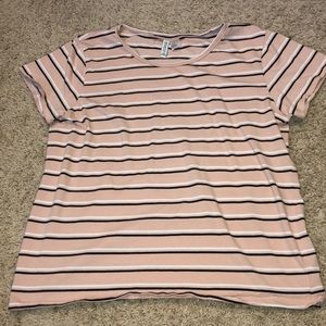 pink, black, white tee